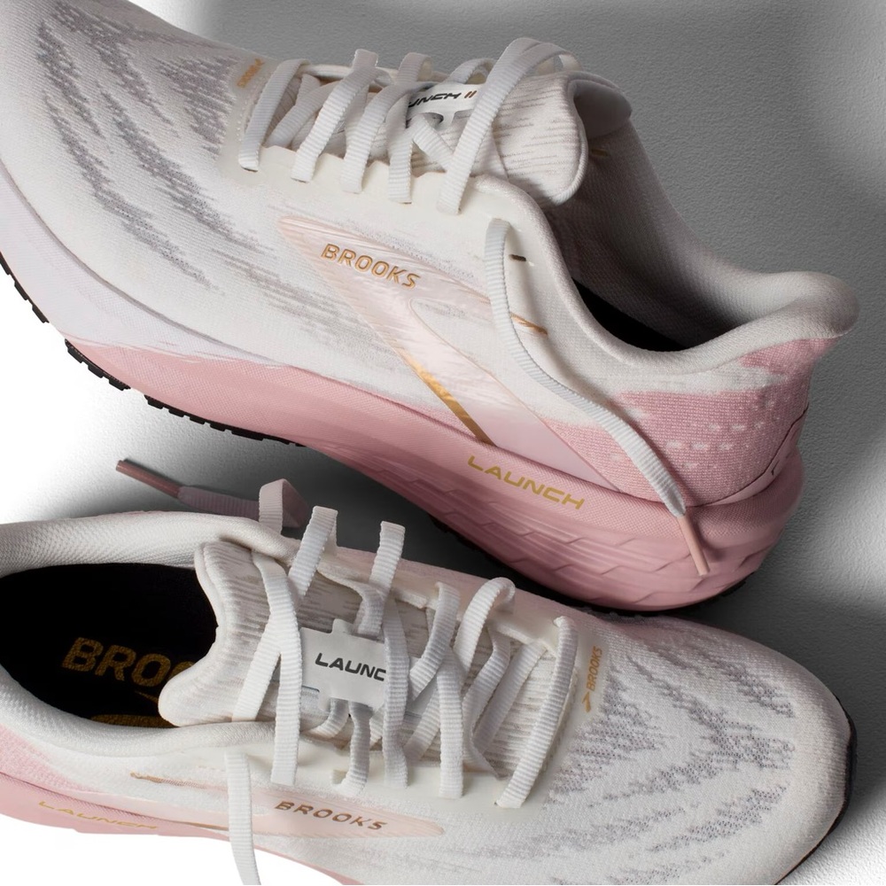 Brooks Women's Launch 11 White and Pink Running Athletic Shoes - Picture 3 of 10